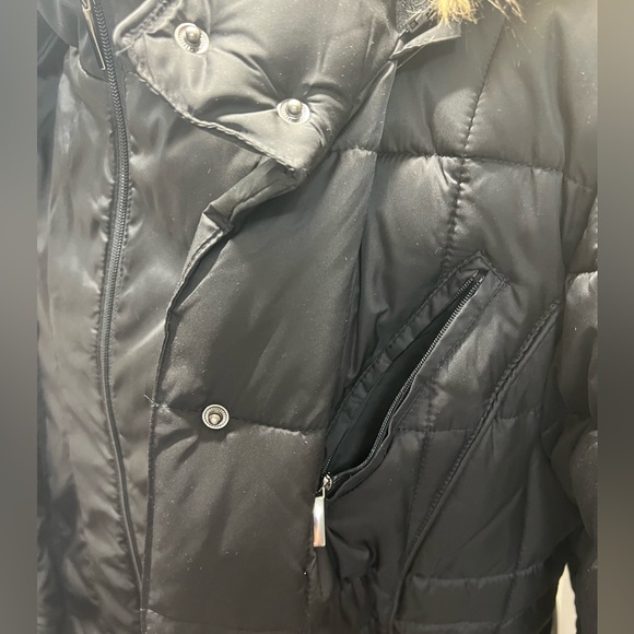 Apt 9 Black Long Puffer Coat with Detachable Fur Hood - Picture 3 of 12